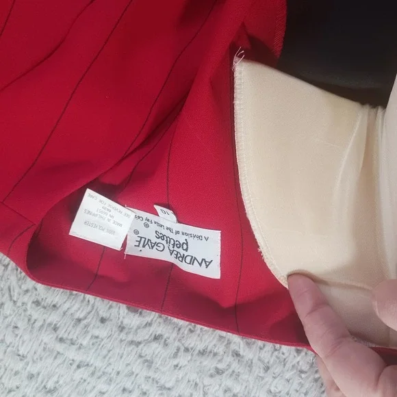 Andrea Gayle Petites VTG Striped Skirt Set Size 10 Faux Blazer Top Statement 90s - Picture 2 of 10